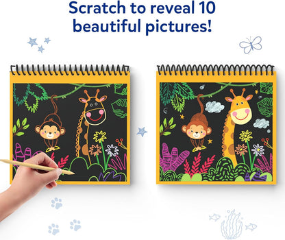 Skillmatics Scratch Art Book for Kids - Unicorns & Princesses, Craft Kits & Supplies, 30+ Scratch Stickers, Travel Toys, DIY Kit, Gifts for Girls & Boys Ages 3, 4, 5, 6, 7, 8