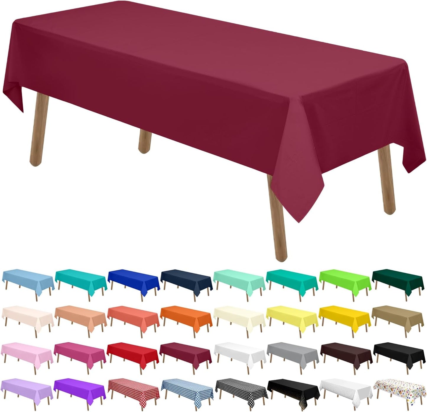 PARTY ULYJA White Plastic Tablecloths 2 Pack Disposable Table Covers 54 x 108 Inch Bridal Shower PEVA Vinyl Table Cloths for Picnic Birthday Wedding Banquet Parties 8 ft Rectangle Table Use