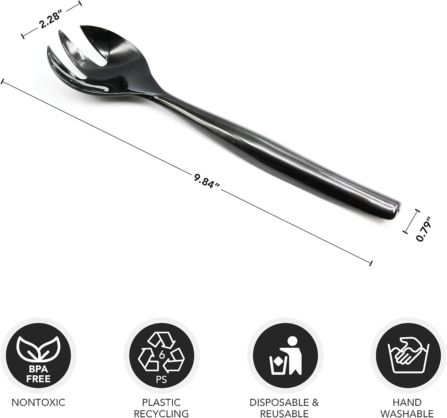 Party Essentials Disposable Heavy Duty Plastic Serving Utensils for Buffets Events Parties, 4-Sets of Spoons/Forks/Tongs, Black