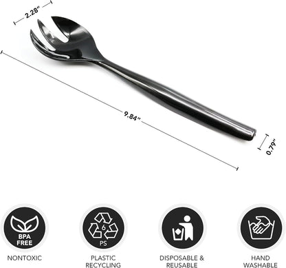 Party Essentials Disposable Heavy Duty Plastic Serving Utensils for Buffets Events Parties, 4-Sets of Spoons/Forks/Tongs, Black