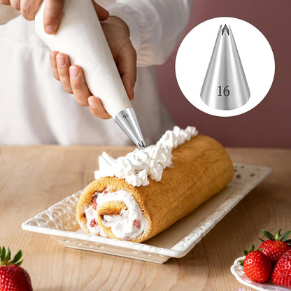 Open Star Piping Tips Set, 9 Piece Stainless Steel Star Piping Tips Set French Stars Tube Frosting Nozzle Kit Stars Pastry Tip for Cakes Cupcakes Cookies Decorating, Small Size 14-22