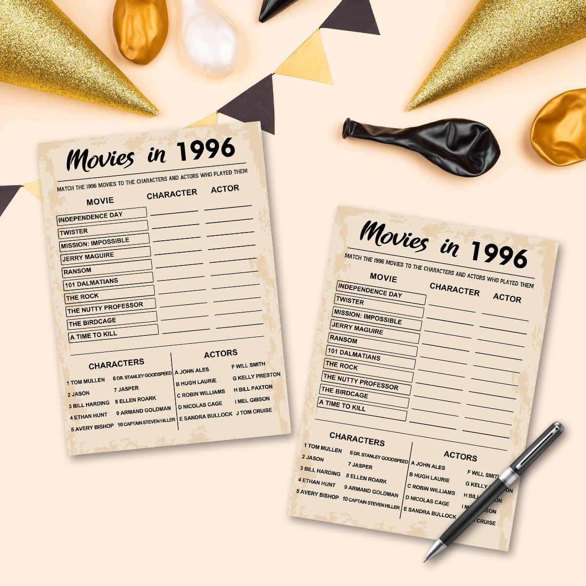 QUPT 40th Birthday Party Games, Movies in 1986 Games, Birthday Party Supplies for Adults, Fun 1986s Party Game，Pack of 30 Cards
