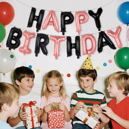 Happy Birthday Balloons Banner, Foil Balloon Personalized Name Letters Balloons Sign Birthday Party Decorations for Women Men Boys Girls Cream