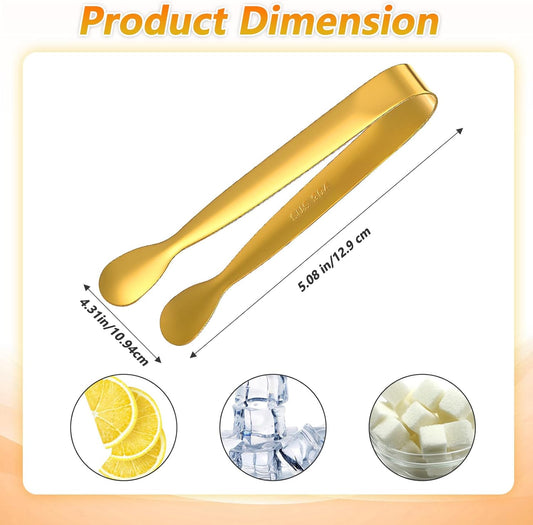 8PCS 4.3" Small Tongs for Serving Food, Gold Mini Metal Tong Tiny Kitchen Accessories for Buffet, Party, Appetizers, Ice, Sugar Cube, Salad, Toaster, Desserts