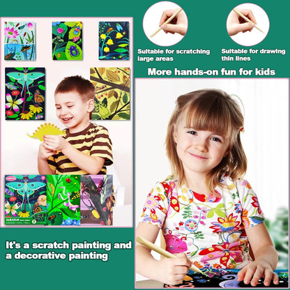 BAOXUE Scratch Art for Kids, Mermaids Black Rainbow Scratch Paper Set-Arts And Crafts & Supplies, DIY Activity & Party Games, Mermaid Toys Gifts for Toddlers, Girls