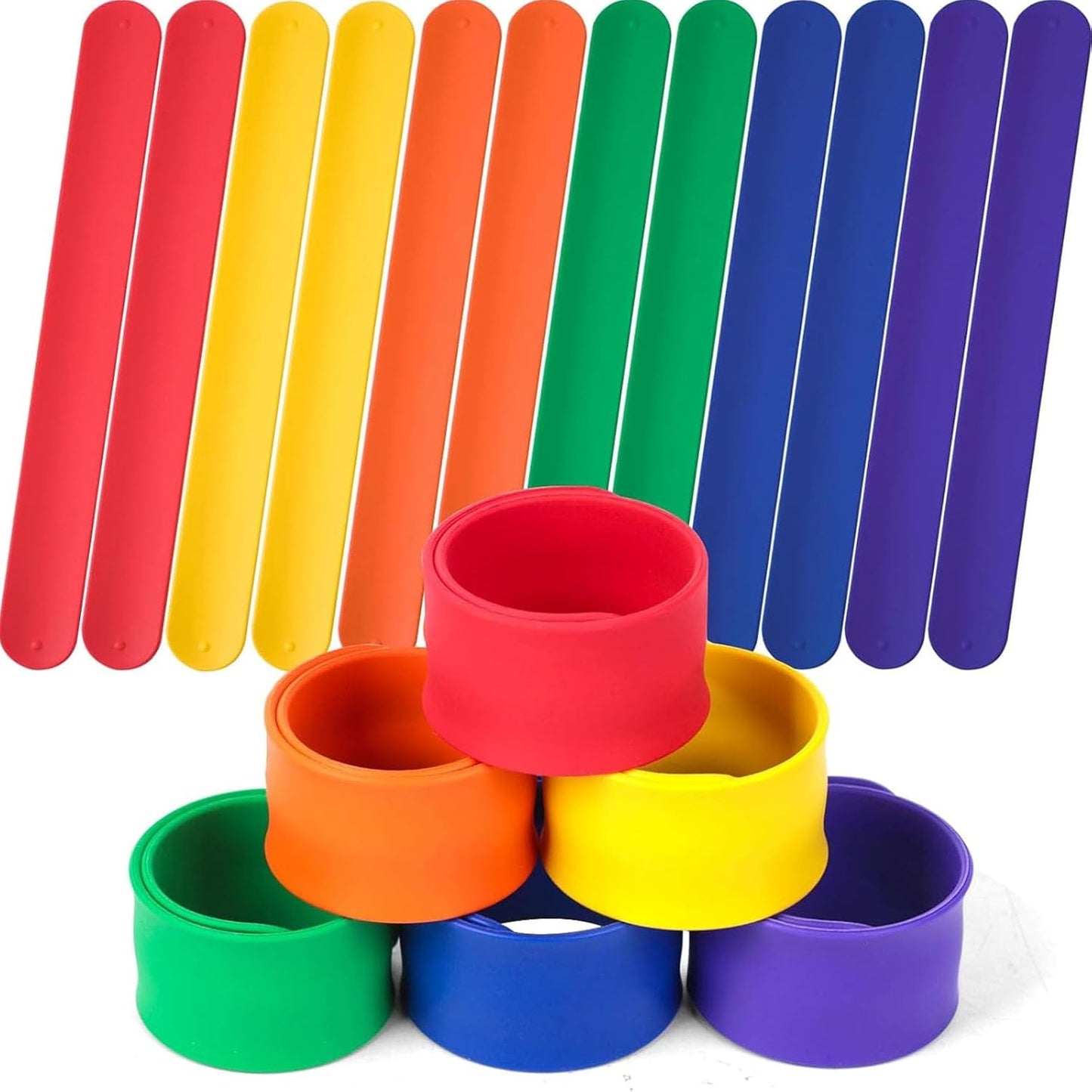 LovesTown 12PCS Silicone Slap Bracelets, Colorful Snap Bracelet for DIY Kids Gifts, Classroom Prizes, Party Favors