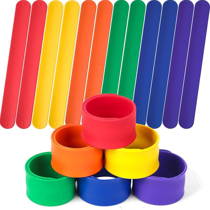 LovesTown 12PCS Silicone Slap Bracelets, Colorful Snap Bracelet for DIY Kids Gifts, Classroom Prizes, Party Favors
