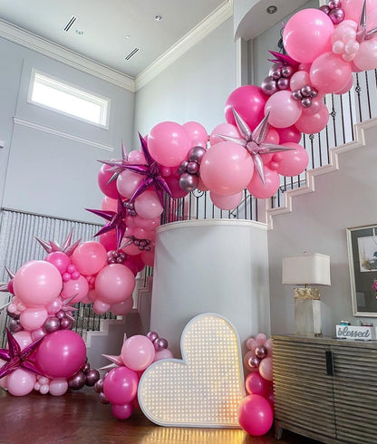 Bezente Pink Balloons Set,60pcs 12 inch Metallic Pearl Pink, Hot & Pastel Pink Latex Balloons Kit for Birthday,Wedding,Baby Shower,Princess Theme Party Decorations