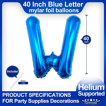 40 Inch Blue Letter A Balloons, DIY Phrase Foil Alphabet Letter A Balloons DIY Word A Banner for Birthday Anniversary Celebration Graduation Party Supplies Decoration