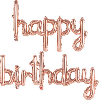 Happy Birthday Balloons Banner Foil Letters Balloons Connected, Personalized Birthday Signs for Women Men Boys Girls Birthday Party Decorations, Small Gold