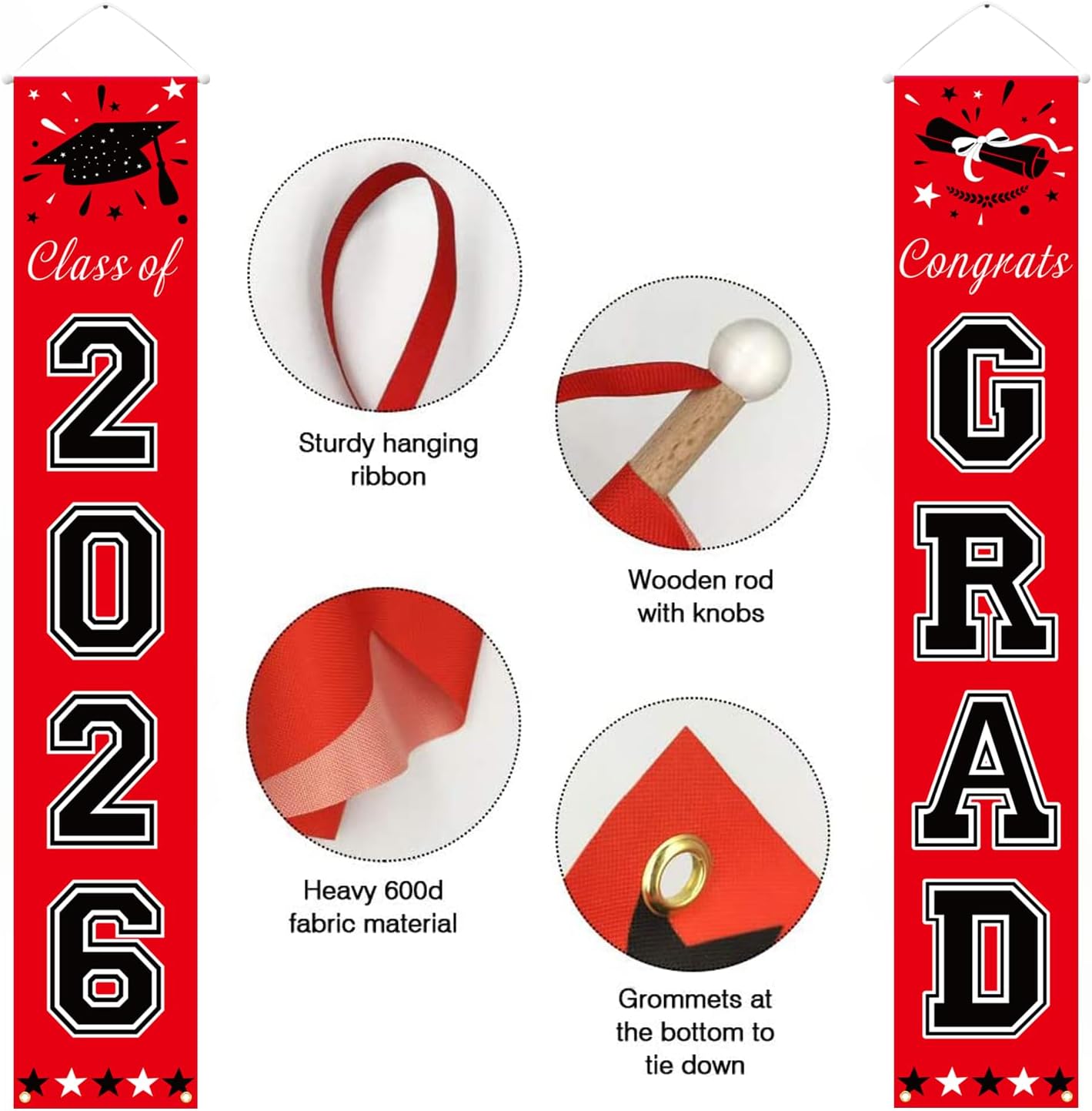 DAZONGE 2026 Graduation Decorations Blue, Congrats Grad Porch Banner for Any Schools or Grades 2026 Graduation Party Decorations