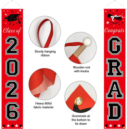 DAZONGE 2026 Graduation Decorations Blue, Congrats Grad Porch Banner for Any Schools or Grades 2026 Graduation Party Decorations