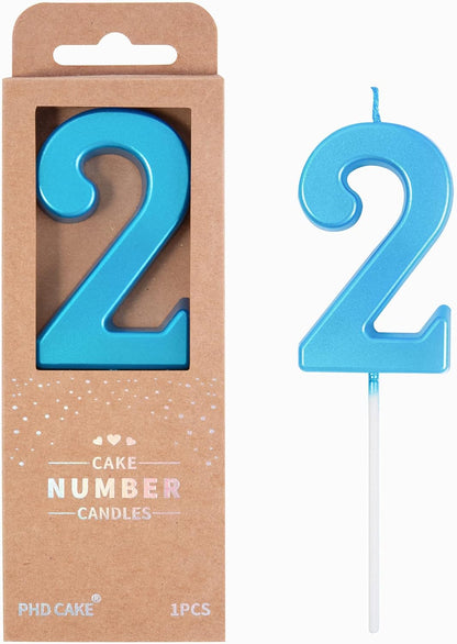 PHD CAKE 2.76 Inch Modern Gold 2 Number Birthday Candles, Gold Number Candles, Cake Number Candles, Party Celebration