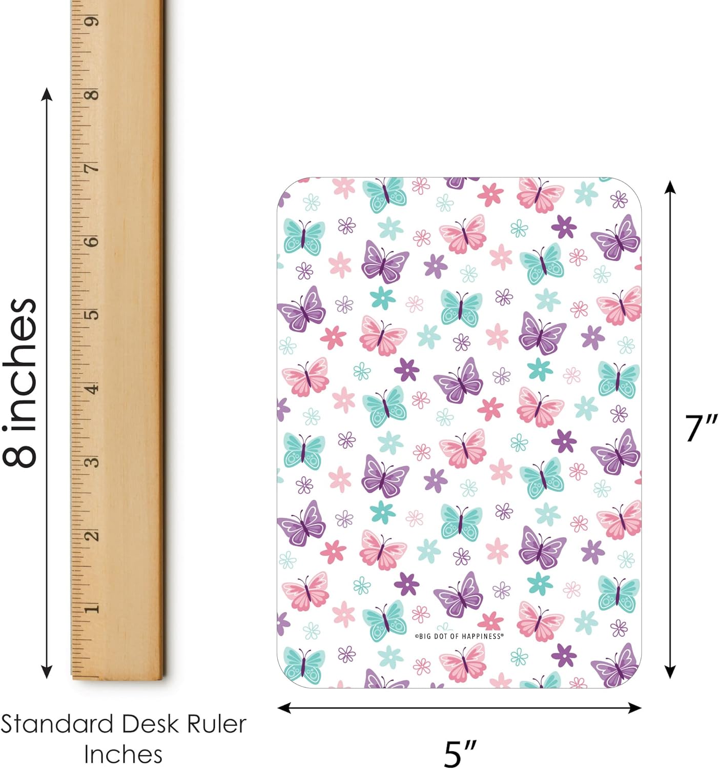 Big Dot of Happiness Beautiful Butterfly - Picture Bingo Cards and Markers - Floral Birthday Party Shaped Bingo Game - Set of 18