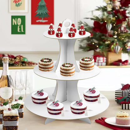 Soleebee 3-Tier Round Cupcake Stand, Cardboard Cupcake Tower, Dessert Cup Cake Stand Tower for Birthday Wedding Party Decoration, Cupcake Tier Stand 1 Set (Hot Pink)