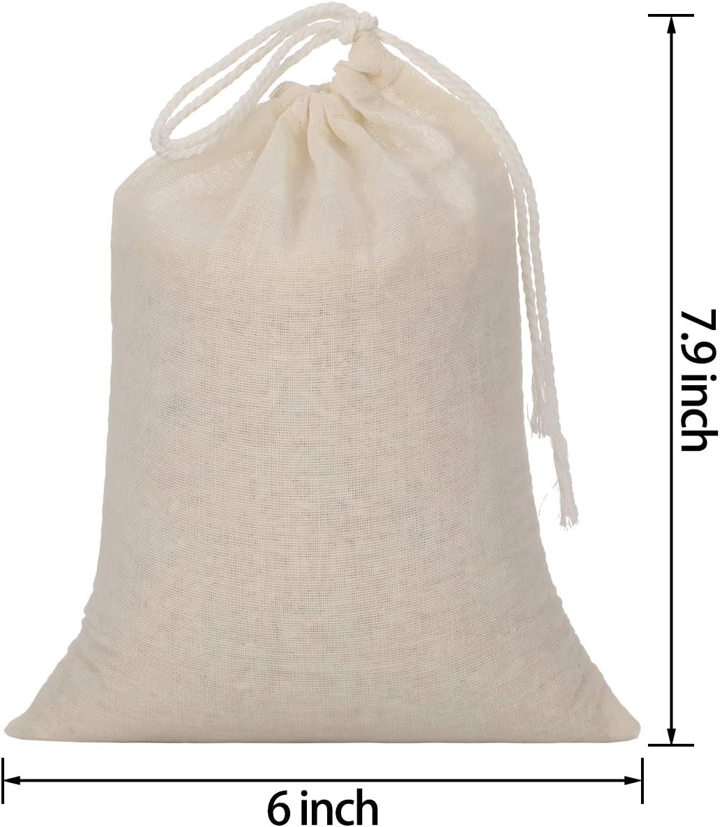 Tatuo 50 Pieces 4 x 6 Inches Muslin Cotton Drawstring Bags Canvas Linen Sachet Bag Reusable Empty Gift Pouch for Party Home Supplies