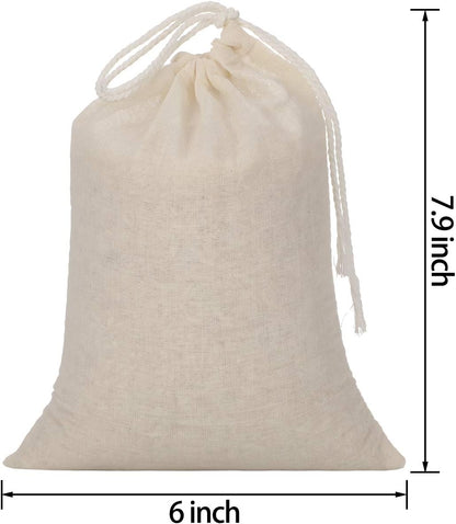 Tatuo 50 Pieces 4 x 6 Inches Muslin Cotton Drawstring Bags Canvas Linen Sachet Bag Reusable Empty Gift Pouch for Party Home Supplies