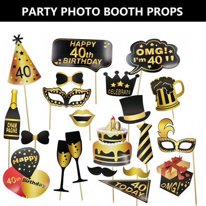40th Birthday Photo Booth Props, LMSHOWOWO Inflatable Photo Booth Frame, Giant Black Gold Inflatable Selfie Frame, Birthday Party Photo Props, for Women Men Birthday Party Decorations, Random Style