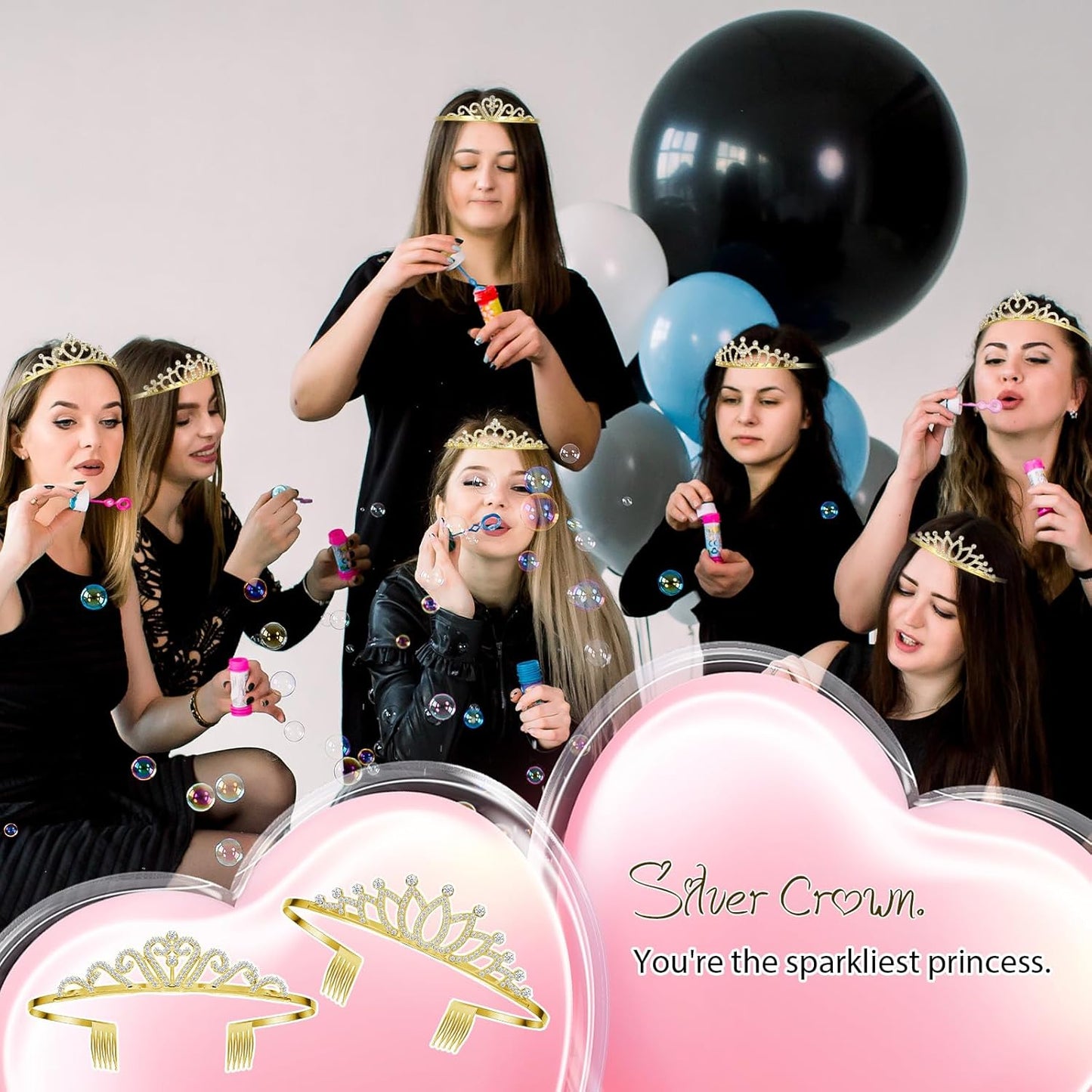 24 Pcs Crystal Tiara Crowns for Women Bulk Rhinestone Princess Headband Crown with Combs Tiaras for Pageant Bridal Shower Wedding Birthday Prom Party Gifts