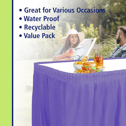 Party Dimensions Plastic Table Skirt, 29-Inches by 14-Feet - White - 6 Pack