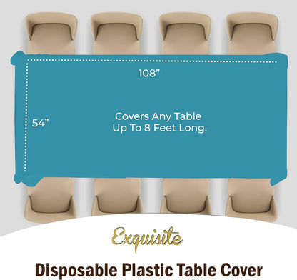 Exquisite Party Solids 6-Pack Premium Plastic Tablecloth 54in. x 108in. Rectangle Plastic Table Cover - Navy
