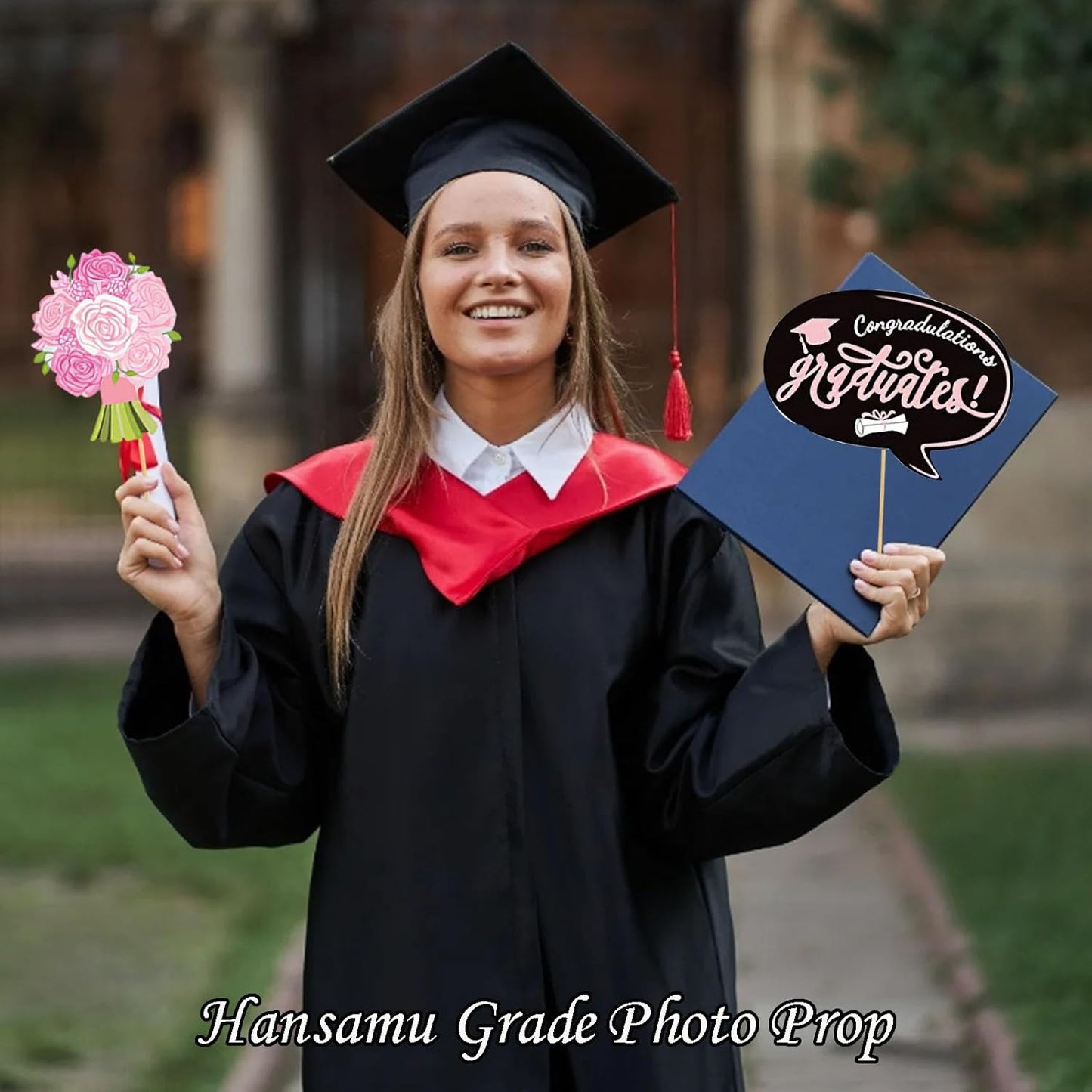 24Pcs 2026 Graduation Photo Booth Props, Pink Funny Class of 2026 Grad Selfie Photobooth Props for High School College Graduation Ceremony Party Decorations Supplies