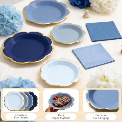 Sage Green Plates and Napkins Party Supplies for 20 Guests,Green Scalloped Paper Plates with Gold Rim, Elegant Disposable Tableware Set for Birthday,Baby Shower, Wedding, Bridal & Tea Party,60 PCS