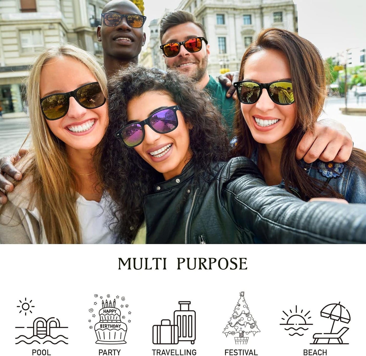 Party Sunglasses Bulk - Adult Retro Plastic Pack of 12 Vintage Sunglasses for Men Women - Party Favors