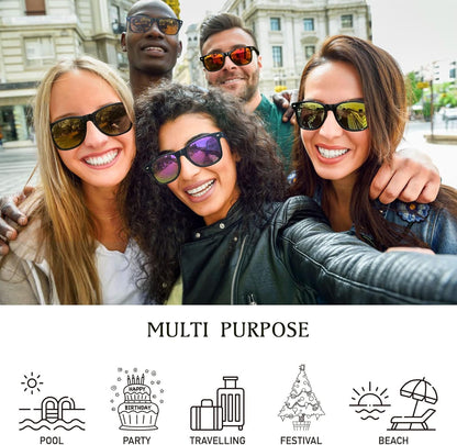 Party Sunglasses Bulk - Adult Retro Plastic Pack of 12 Vintage Sunglasses for Men Women - Party Favors