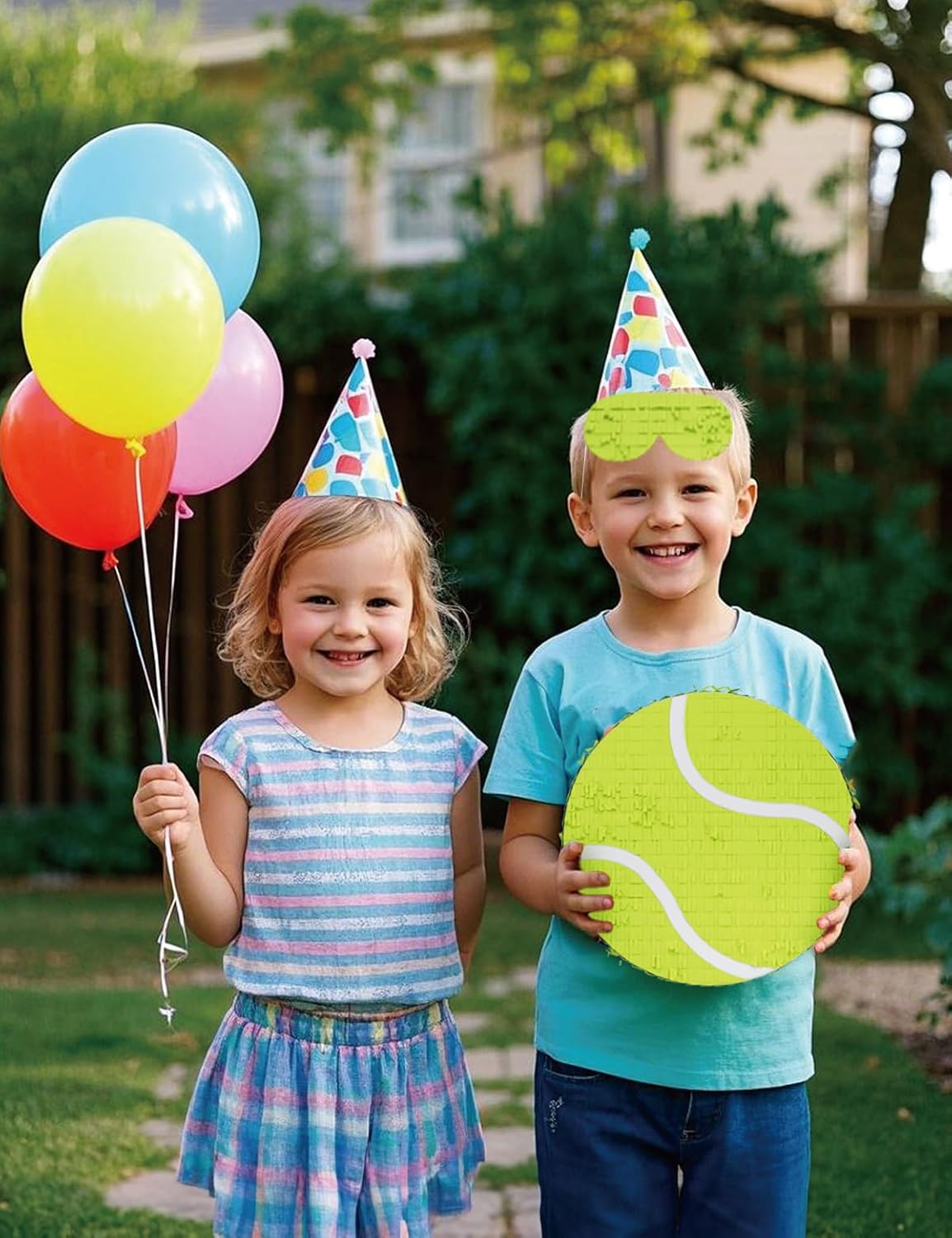 Soccer Piñata – Includes Wooden Stick, Blindfold, and Confetti – 13"x13"x3" – Perfect for Sports Party Decorations and Soccer Pinatas for Birthday Party