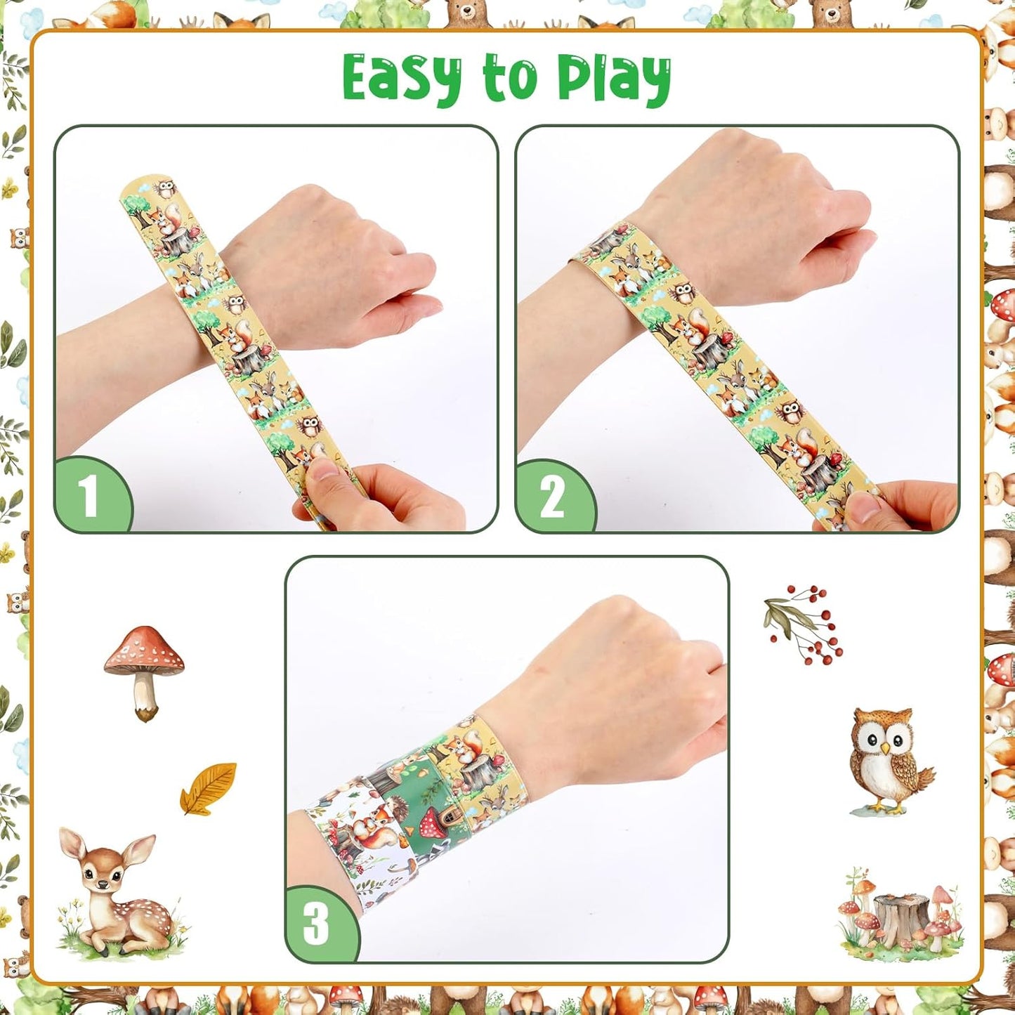 Serencatcher 48pcs Slap Bracelets Party Favors for Birthday Baby Shower Party Supplies Gifts