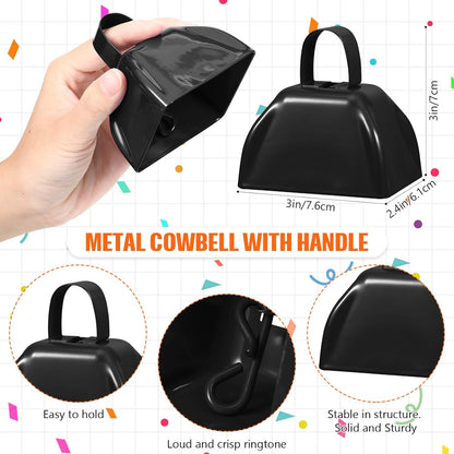 24 Pcs Hand Clappers and Metal Cowbells Noise Makers Cheering Clappers Cow Bells Handle Cheers Dance Basketball Football Noise Makers Sporting Events Graduation School Sports Party (Purple)