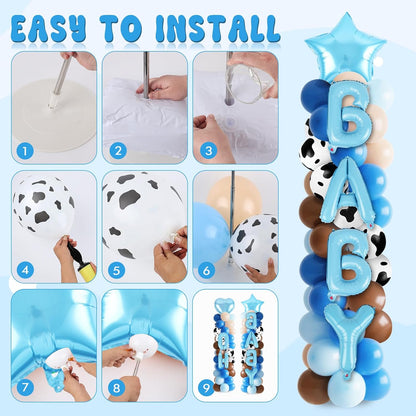 2 Sets Graduation Balloon Column Stand Kits with Balloons 2026 Grad Themed Decoration Navy Blue Balloon Tower Stand Kit for Grad High School & College Celebration Party Decor