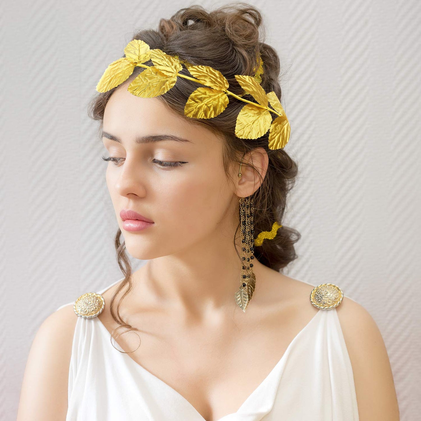 meekoo 6 Pieces Laurel Wreath Headband Greek Roman Leaf Crown Headpiece for Women Men Toga Costume Wedding Headwear (Gold)
