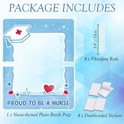 Nurse Photo Booth Props Graduation Decorations, Proud to Be A Nurse Large Selfie Photo Frame Cutout Nurses Week Lawn Decor Grad Party Supplies Blue