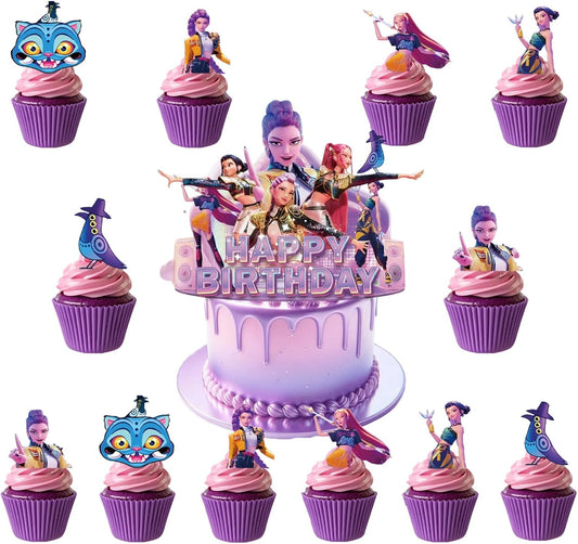 25 Pcs Cartoon Cake Decorations, Cute Happy Birthday Cake Toppers, Perfect for Theme Parties, Birthday Celebrations, and Holiday Festivities