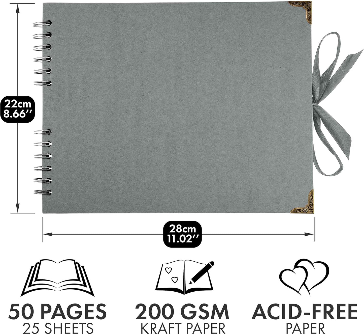 Bstorify Scrapbook Album 60 Pages (8 x 8 Inch) Brown Thick 200gsm Kraft Paper, Photo Album Scrapbook, Memory Book - Ideal for Your Scrapbooking Albums Art & Craft Projects
