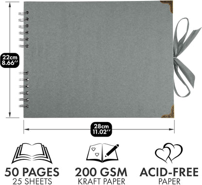 Bstorify Scrapbook Album 60 Pages (8 x 8 Inch) Brown Thick 200gsm Kraft Paper, Photo Album Scrapbook, Memory Book - Ideal for Your Scrapbooking Albums Art & Craft Projects