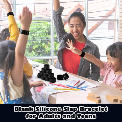 Vinsot 30 Pcs Silicone Slap Bracelets Gift for Kids DIY Slap Bands Party Favor Soft Blank Snap Wristbands Bulk for School Craft Project Painting Classroom Prizes Birthday Wedding