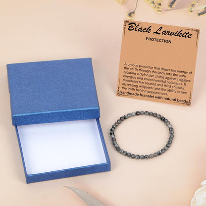 LPBeads Handmade Natural Gemstone Stretch Elastic Bracelet Healing Crystal Round Stone Beads Jewelry Gifts for Women Men