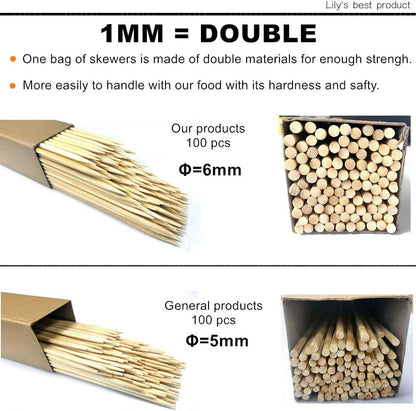HOPELF 4" Natural Bamboo Skewers Sticks for Appetiser，Fruit，Cocktail，Kabob，Chocolate Fountain，Grilling，Barbecue，Kitchen，Crafting and Party.More Size Choices 4"/6"/8"/10"/12"/14"/16"/17.5"/30"/36"