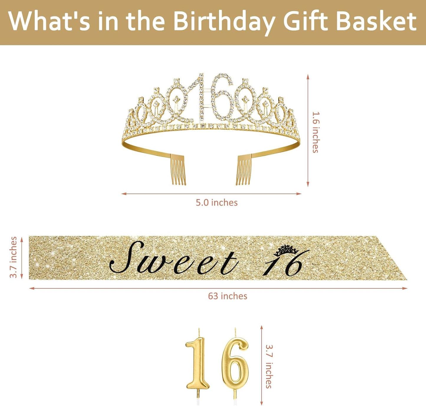 21st Birthday Decorations for Her with 21st Birthday Sash and Crown, Candles Gold, Gifts for 21 Year Old Girls