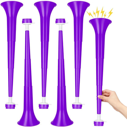 6 Pcs Stadium Horn for Adult, 21 Inch Vuvuzela Plastic Collapsible Cheering Trumpets for Sporting Events Football Carnival Party, Red