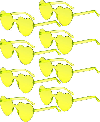 Frienda 8 Pairs Heart Shaped Sunglasses for Women Rimless Heart Glasses Candy Color Sunglasses for Party Favor