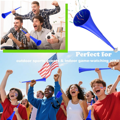 Collapsible Stadium Horn 24 Inch Vuvuzela Noise Makers Plastic Cheering Trumpet Blow Horns Noisemakers for Sporting Events Football Games School Sports Party Supplies Favors Accessories