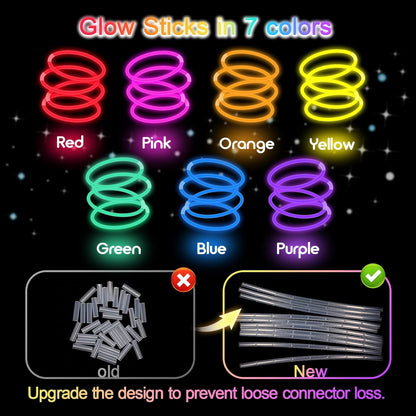 JICUICUI Glow Sticks Bulk Party Pack- Ultra Bright 50pk Glow in the Dark Party Supplies, Neon Party Favors, Glow Sticks Party Supplies Glow Necklaces and Glow Bracelets with Connectors
