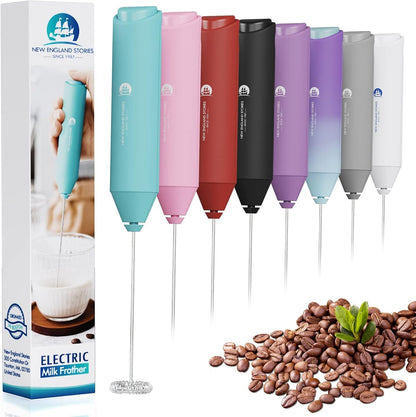 Powerful Milk Frother Wand - Mini Handheld Milk Frother with Stainless Steel Whisk - Battery-Powered Drink Mixer for Coffee, Lattes, Cappuccinos, Matcha - Coffee Enthusiasts Gift - Black