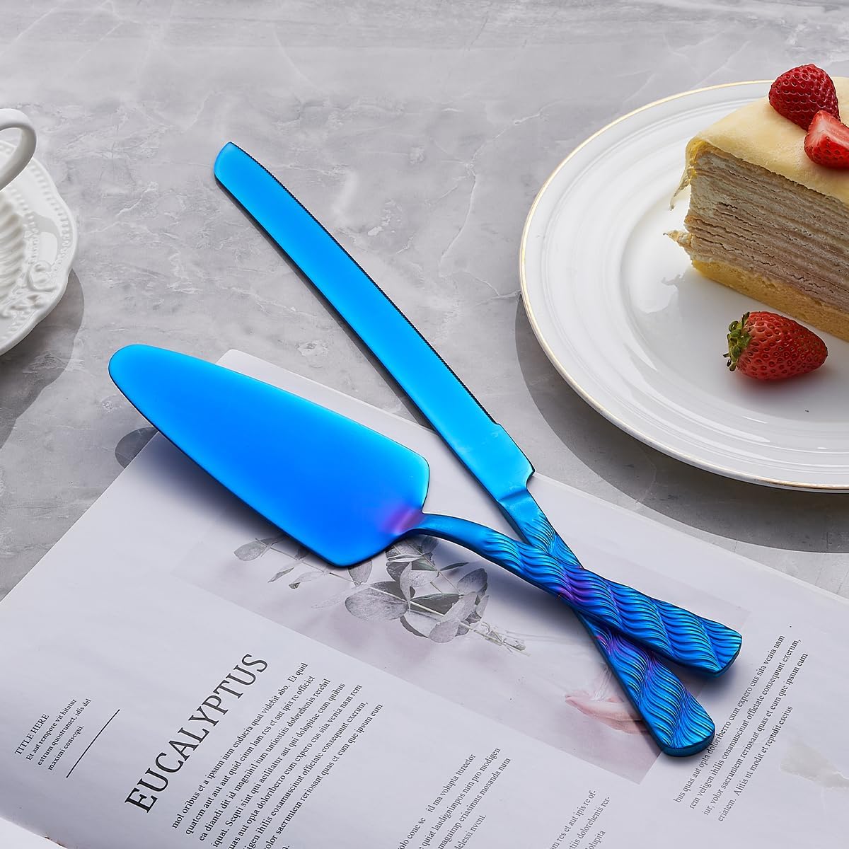 Rainbow Cake Cutting Set, Stainless Steel Cake Knife and Server, Cake Pie Cutter Set for Wedding, Birthday, Party
