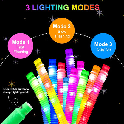 UrChoice Glow Sticks,8PCS LED Pop Tubes Party Favors,Glow Necklaces Bracelets, Light up Camping Toys ,Imaginative Play,Birthday Wedding Decorations,Tons of Ways to Play