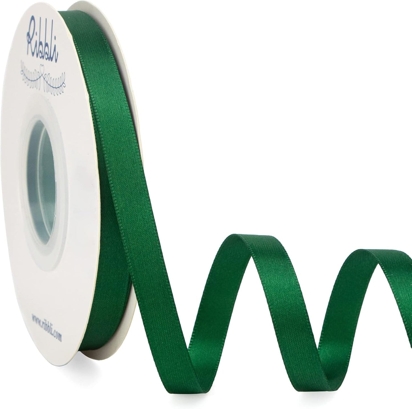 Ribbli Double Faced White Satin Ribbon,3/8” x Continuous 25 Yards,Fabric Ribbon use for Bows Bouquet,Gift Wrapping,Floral Arrangement